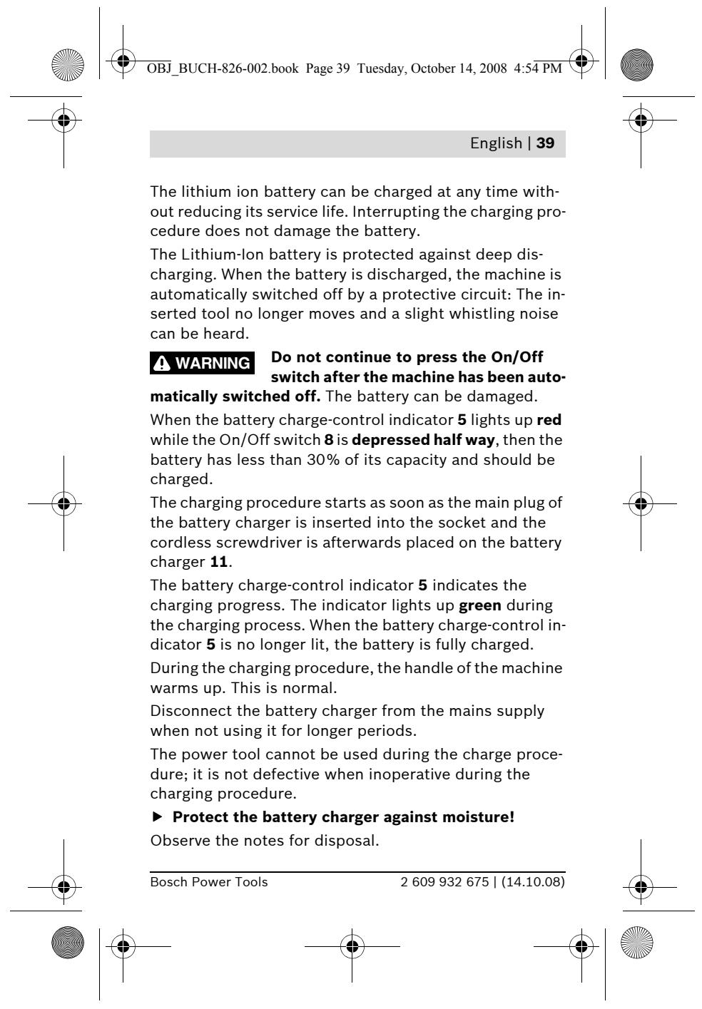 BOSCH IXO - Battery Charging (see figure A) - 10