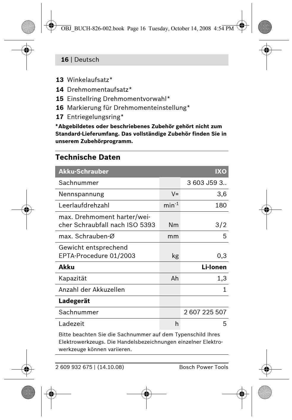 BOSCH IXO - Abgebildete Komponenten - 8