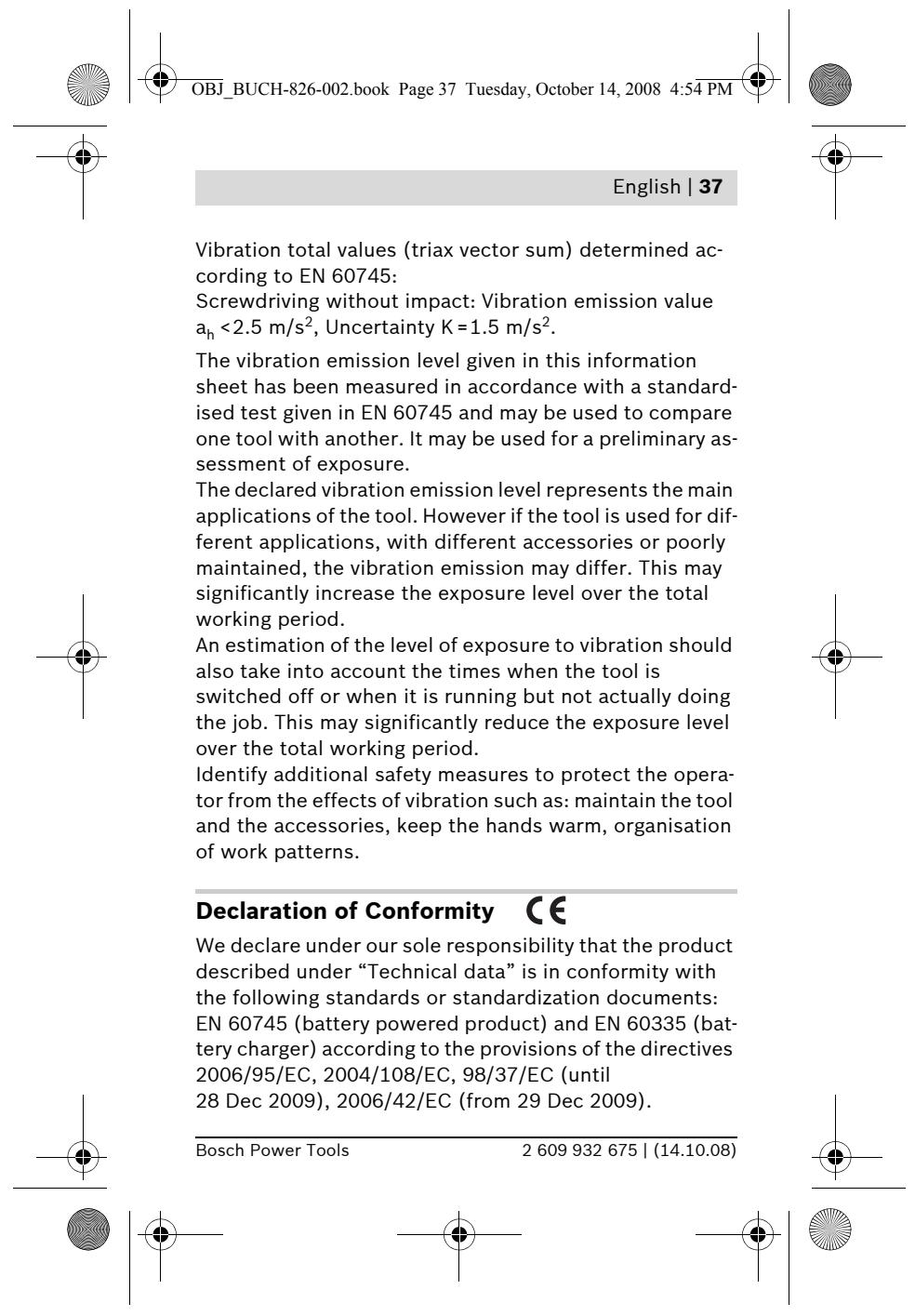 BOSCH IXO - Noise/Vibration Information - 8