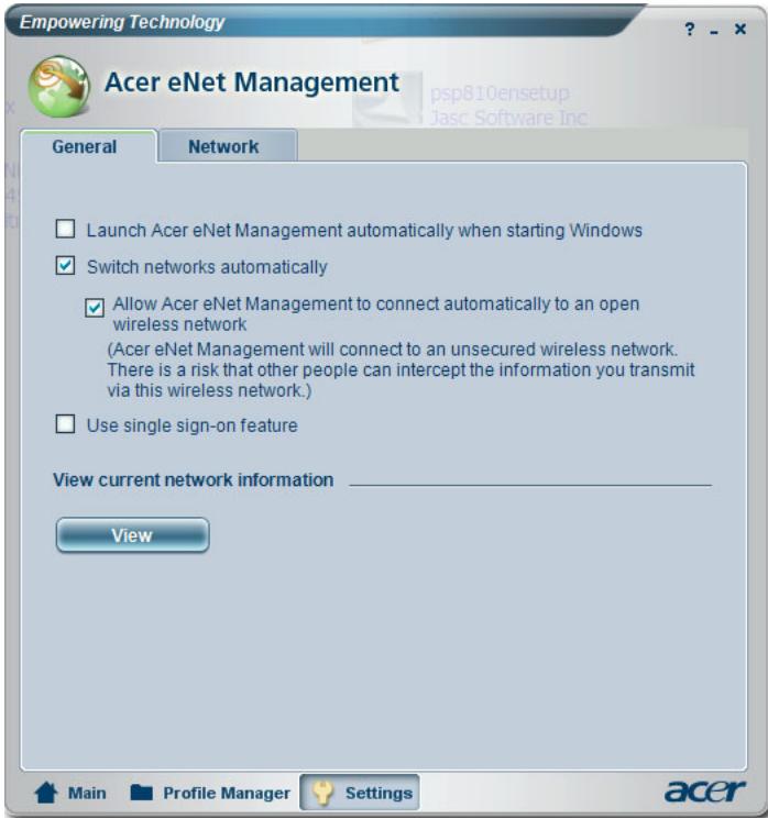 ACER ENET MANAGEMENT - Modifier les Paramètres - 1