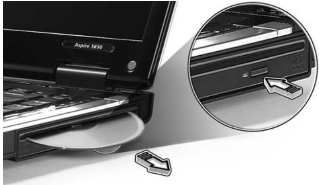 ACER ASPIRE 5610Z - Éjection du disque optique (CD ou DVD) - 1