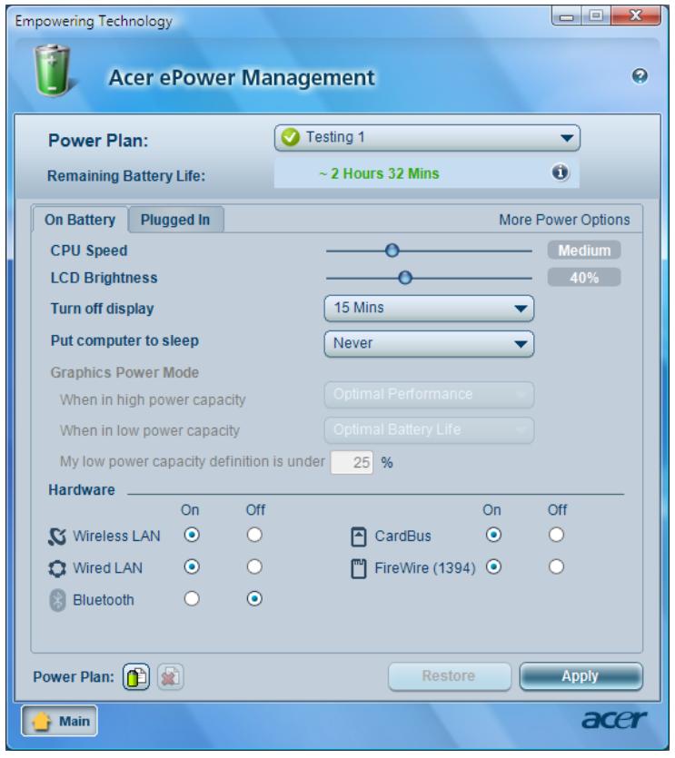 ACER ASPIRE 5610Z - Etat de la batterie - 1