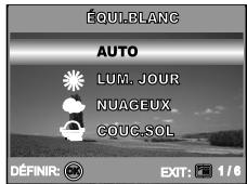 ÉQUI.BLANC AUTO LUM. JOUR NUAGEUX COUG.SOL DÉFINIR: EXIT: 1/6