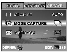 PHOTO FONCTION AE AWB [ ] MI.AU PT AUTO MODE CAPTURE METRAGE DÉFINIR: EXIT: 2/3