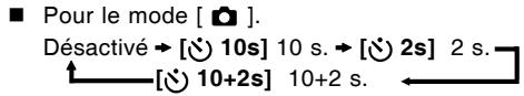 ■ Pour le mode [ 📄 ]. Désactivé → [💡 10s] 10 s. → [💡 2s] 2 s. [💡 10+2s] 10+2 s.