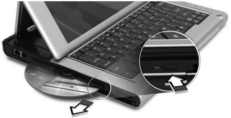 ACER TRAVELMATE-C210 - Éjection du plateau du lecteur optique (CD ou DVD) - 1