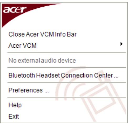 ACER FERRARI 5000 - Menu Acer VCM - 1