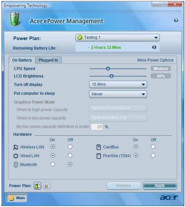 ACER TRAVELMATE 5720 - Etat de la batterie - 1