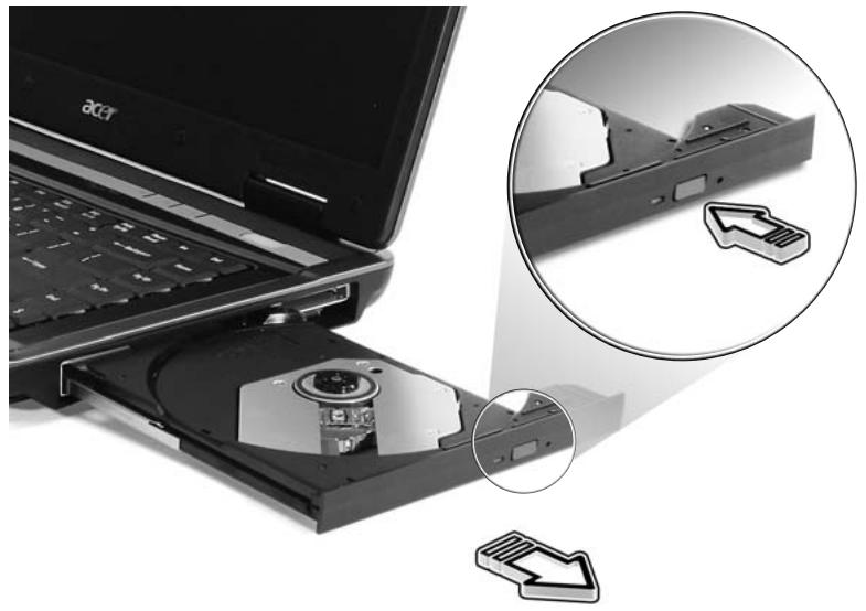 ACER TRAVELMATE 5720 - Éjection du plateau du lecteur optique (CD ou DVD) - 1