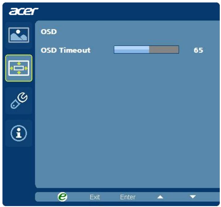 ACER G196HQLB,  G236HLBBID,  G246HLBBID,  G276HLDBBID,  G226HQLBBD - Ajuster la position du menu OSD - 1