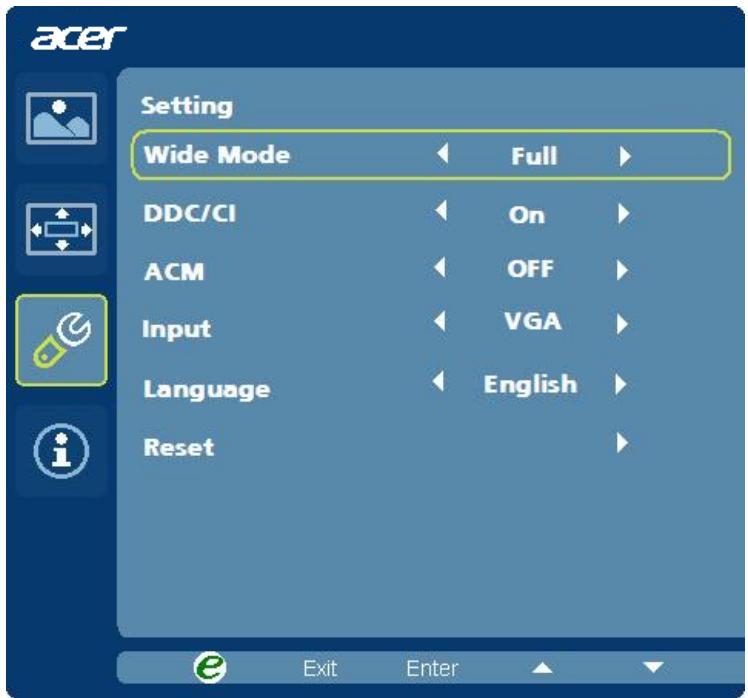 ACER G196HQLB,  G236HLBBID,  G246HLBBID,  G276HLDBBID,  G226HQLBBD - Ajuster le paramètre - 1