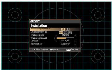 ACER K335 - Menu d'installation - 1