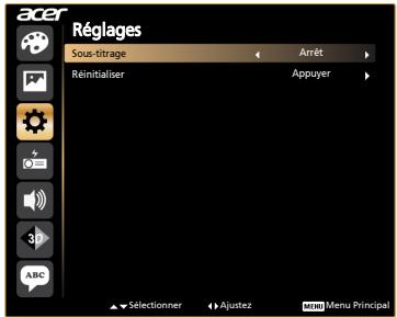 ACER K335 - Réglages - 1