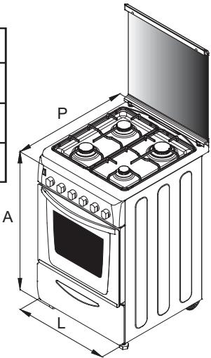CANDY CGM 6722 SHW - DIMENSIONI DELL'ELETTRODOMESTICO - 1