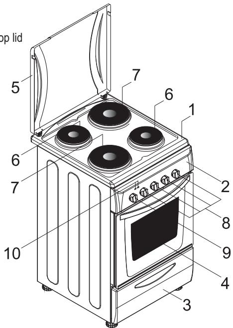 CANDY CGM 6722 SHW - GENERAL APPEARANCE AND DEFINITION OF THE APPLIANCE - 4