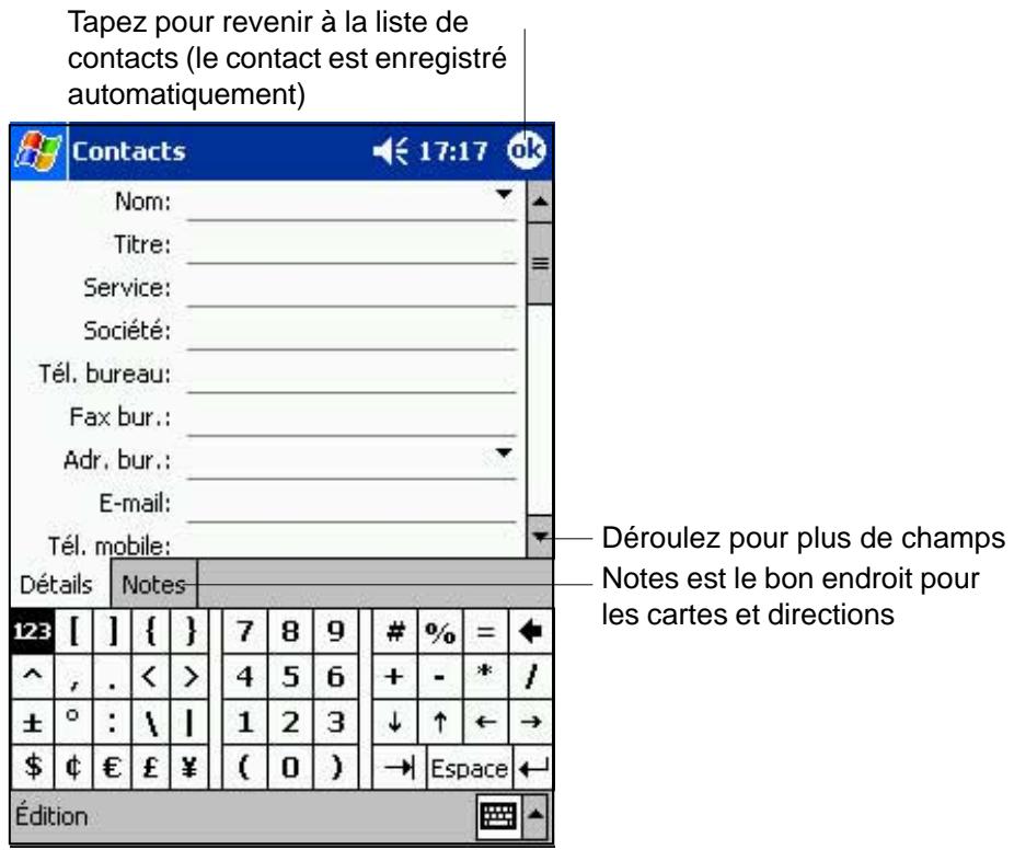 ASUS MYPAL A620 - Pour creer un contact: - 1
