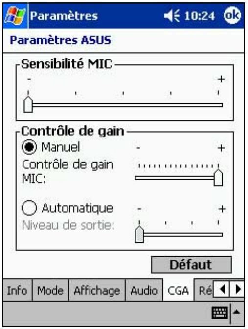 ASUS MYPAL A620 - Modifier les paramètres Microphone : - 1