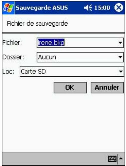 ASUS MYPAL A620 - Pour saugevarder toutes les données de votre apparéil: - 2