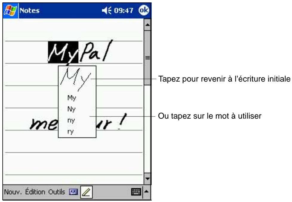 ASUS MYPAL A620 - Pour convertir l'écriture en texte: - 3