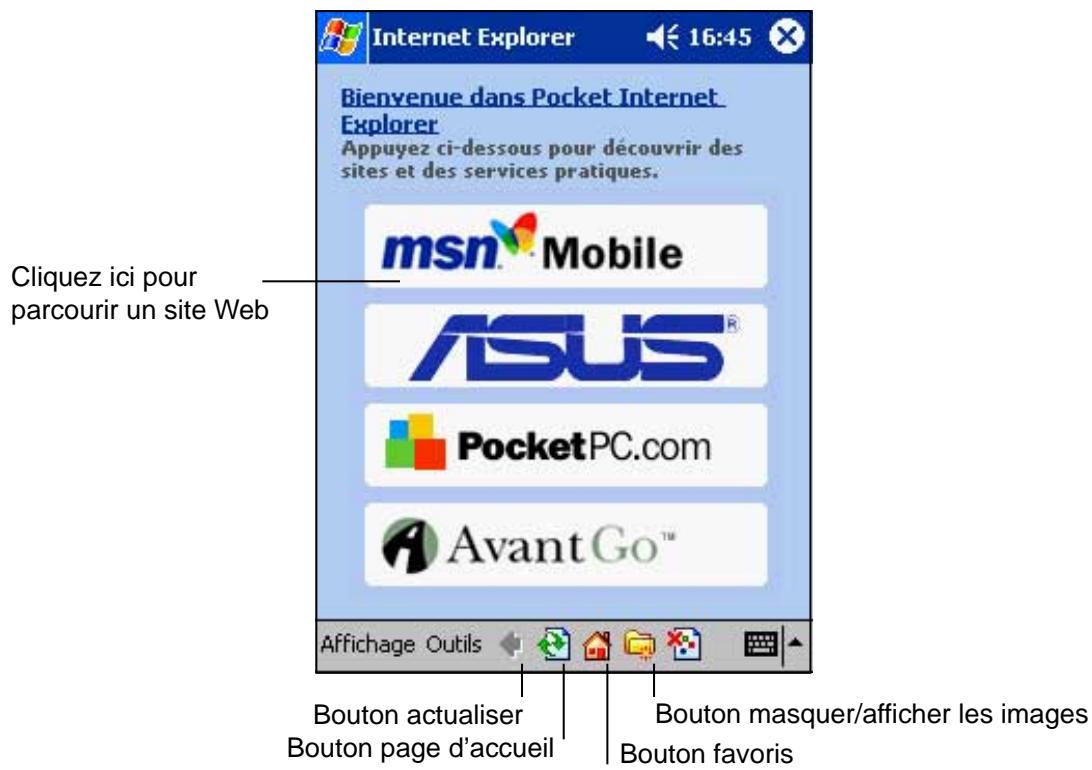 ASUS MYPAL A620 - Utiliser Pocket Internet Explorer - 1