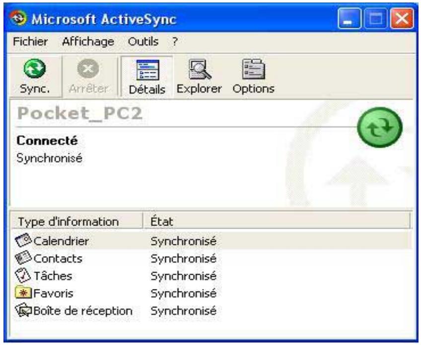ASUS MYPAL A620 - Vérifier les informations synchronisées - 1