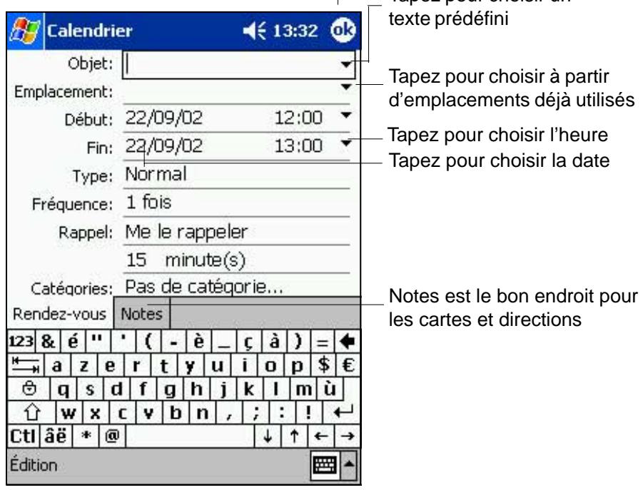 ASUS MYPAL A620 - Créer un rendez-vous - 1