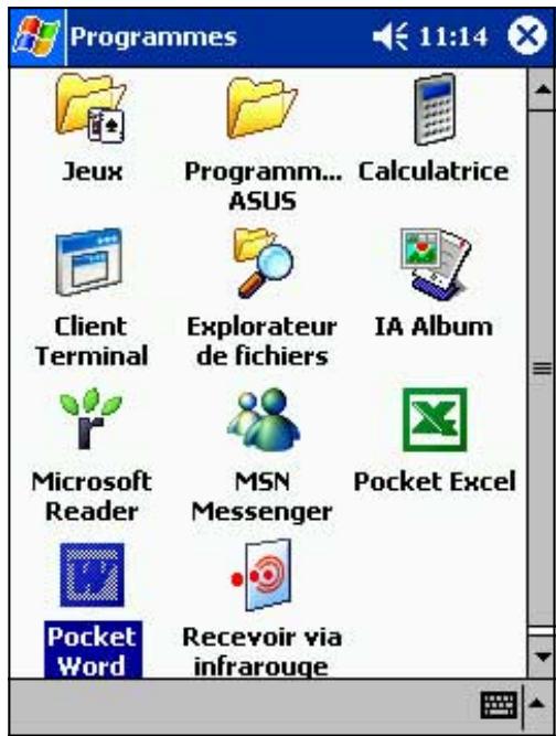 ASUS MYPAL A620 - Pour creer un nouveau document Word : - 1