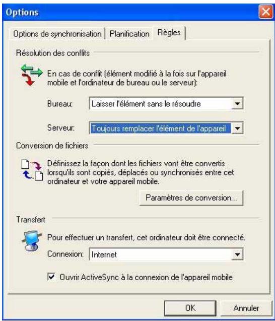ASUS MYPAL A620 - Pour spécifique les règles de synchronisation: - 1