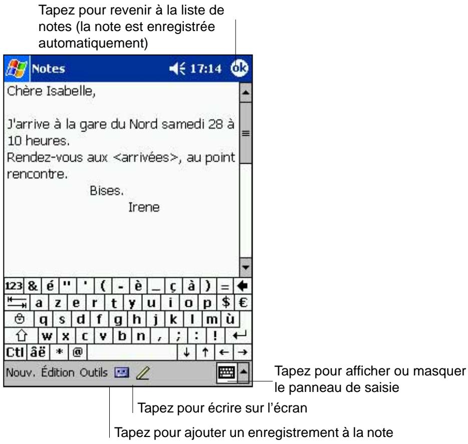 ASUS MYPAL A620 - Pour creer une note: - 1