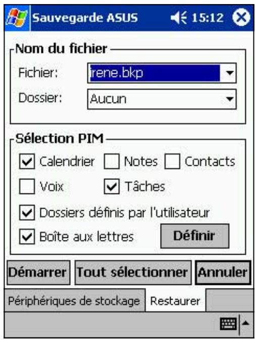 ASUS MYPAL A620 - Restaurer les données PIM à partir de votre carte mémoire: - 2