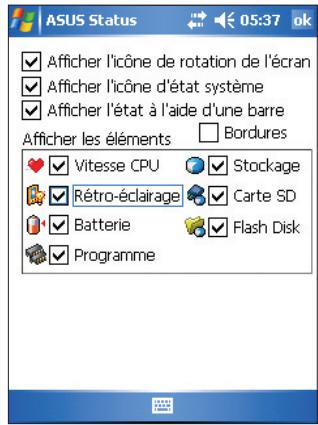 ASUS MYPAL A632N - Pour modifier les paramètres d'ASUS Status: - 1