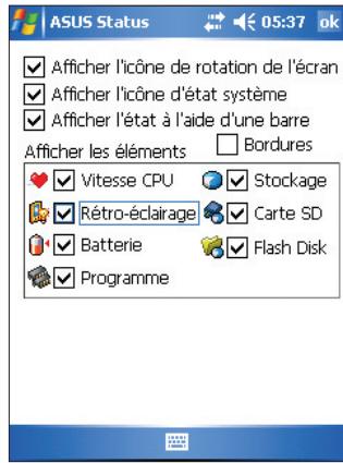 ASUS MYPAL A636N - Pour modifier les paramètres d'asus status - 1