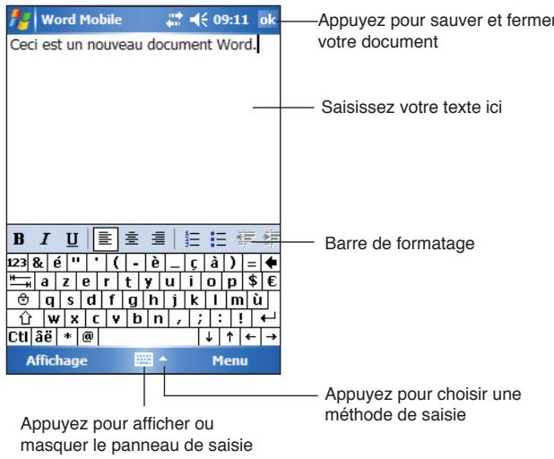 ASUS MYPAL A636N - Pour créer un nouveau document word: - 1