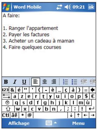 ASUS MYPAL A636N - Pour sauvegarder un document word mobile: - 1