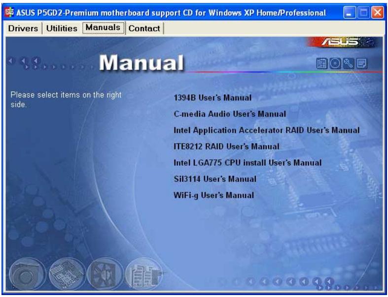 ASUS P5GD2 - Manuals menu - 2