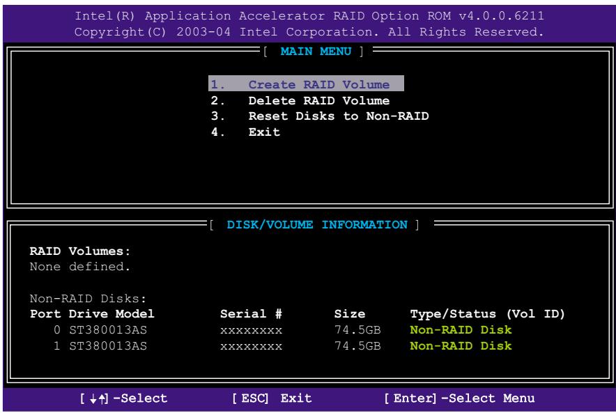 ASUS P5GD2 - Entrer dans l'utilitaire Intel® Application Accelerator RAID Option ROM - 2