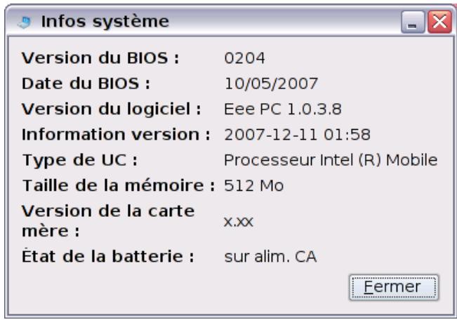 ASUS EEE PC 4G SURF - Infos système - 1