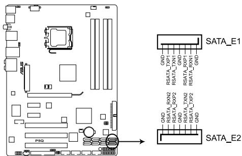 ASUS P5Q - Connecteurs de Silicon Image Serial ATA RAID (7-Pin SATA_E1 [Orange, Port0], SATA_E2 [Blanc, Port1]) - 1