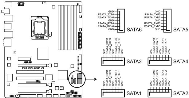 ASUS P6T DELUXE V2 - Connecteurs SATA ICH10R (7-pin SATA 1-6 [rouge]) - 1