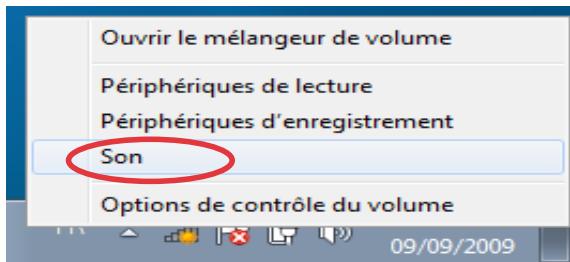 Ouvrir le mélangeur de volume Périphériques de lecture Périphériques d'enregistrement Son Options de contrôle du volume