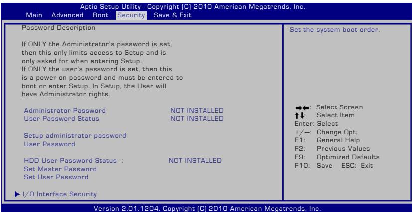 ASUS X93 - Security Setting (Paramètres de sécurité) - 1
