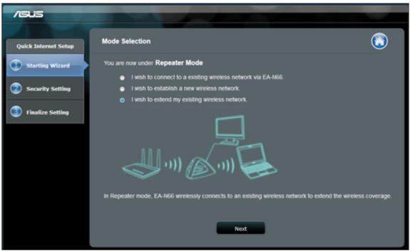 ASUS EA-N66 - Étape 2 : Sélection du mode Répéteur - 1