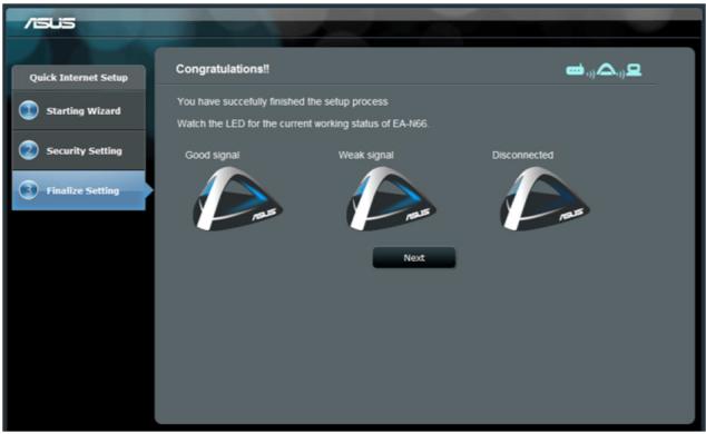 ASUS EA-N66 - Étape 5 : Fin du processus de configuration - 1