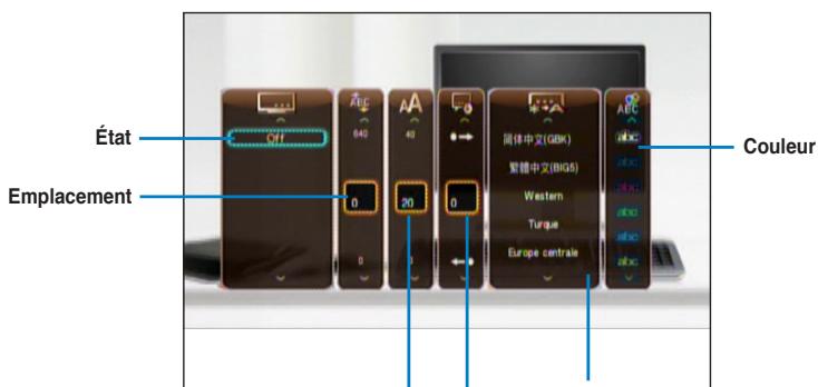ASUS O!PLAY HD2 DONGLE WI-FI - Menu de configuration des sous-titres - 1