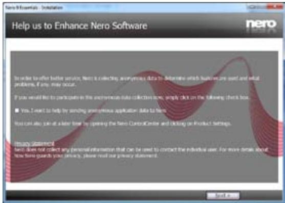 ASUS TYTAN CG8480-FR017S - Marque a caixa Sim,pretendoaabdarenviando dados da aplicacao anonimamente paraa Neroe clique em Seguinte. - 1