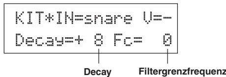 YAMAHA DTXPRESSII - Ändern Sie nun auch das Decay (die Zeit, die vergeht, bis die Voice ausgeklungen ist) - 1