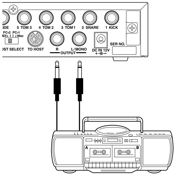 YAMAHA DTXPRESSII - - Recording your performance with the DTXPRESS II to a cassette tape deck. - 1