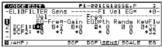 YAMAHA EX7 - [F6]: SENS (Sensibilité) - 1