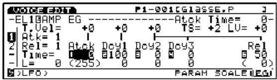 YAMAHA EX7 - [F8]: EG (Générateur d'enveloppe d'amplitude) - 1