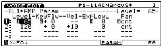 YAMAHA EX7 - [F6]: PARAM (Paramètres) - 1